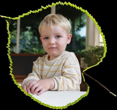 Child portrait in leaf frame